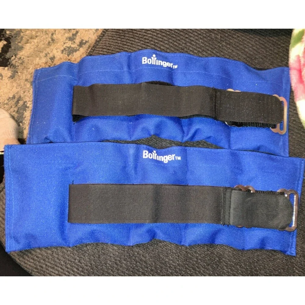 Set of 2 Bollinger Adjustable Blue Workout Ankle Weights 2.5 lb Each Vintage